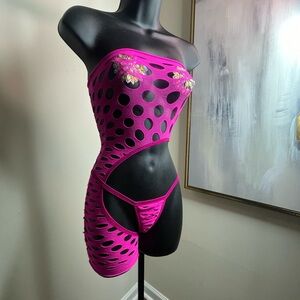 Pink Cutout high low Bodysuit